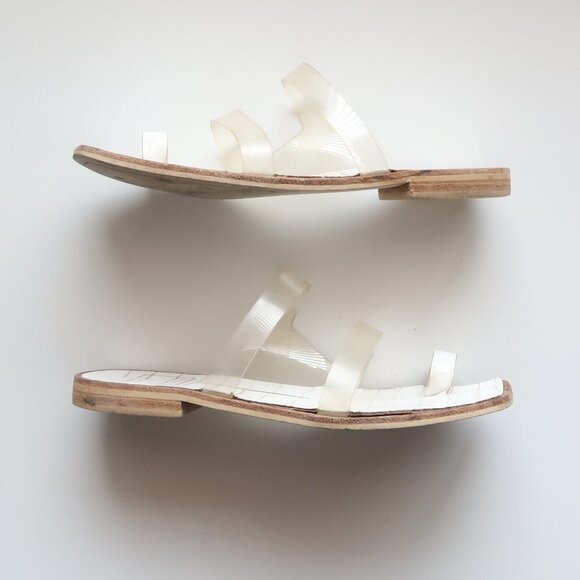 Dolce Vita White & Transparent Strappy Flat Slip-on / Slide / Flip-flop Sandals - Picture 11 of 13